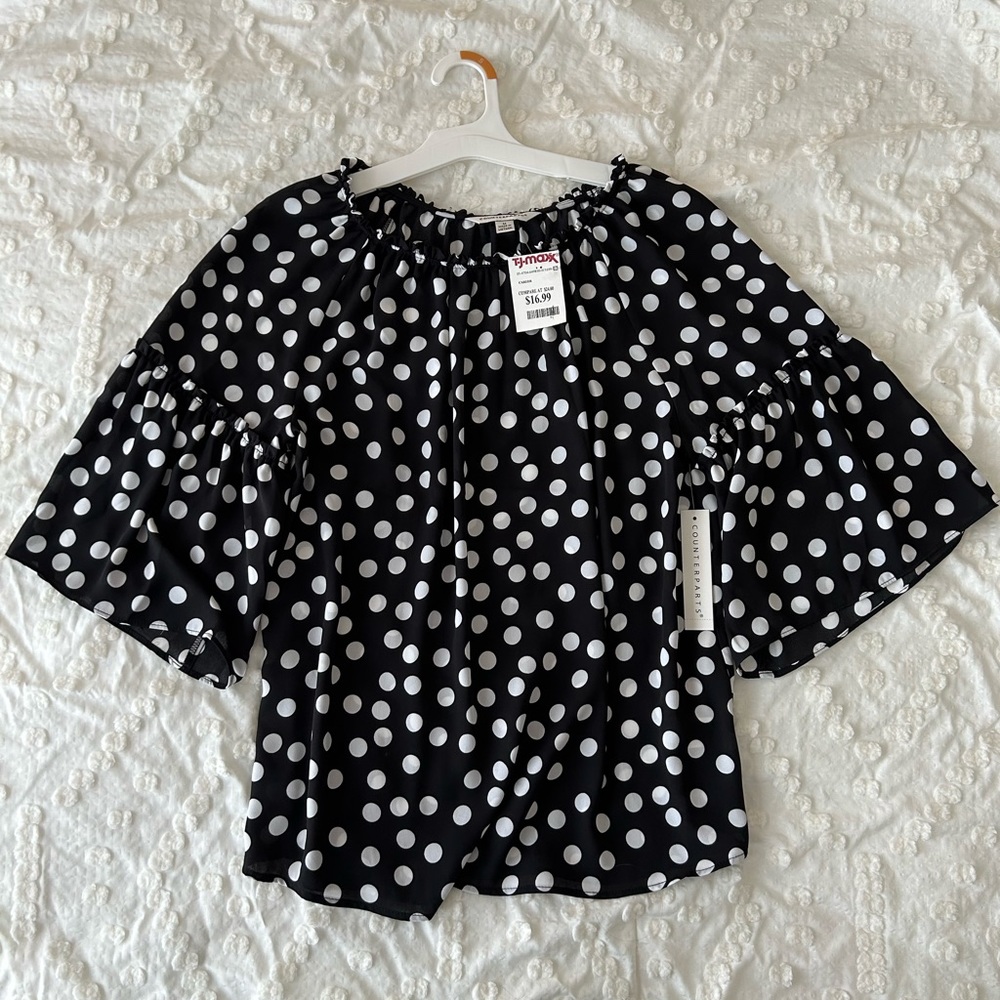 Counterparts Black Polka Dot Blouse
